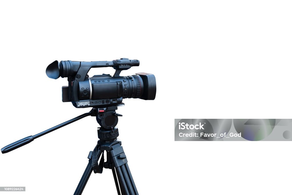 professional video camera isolated on white with clipping path Home Video Camera Stock Photo