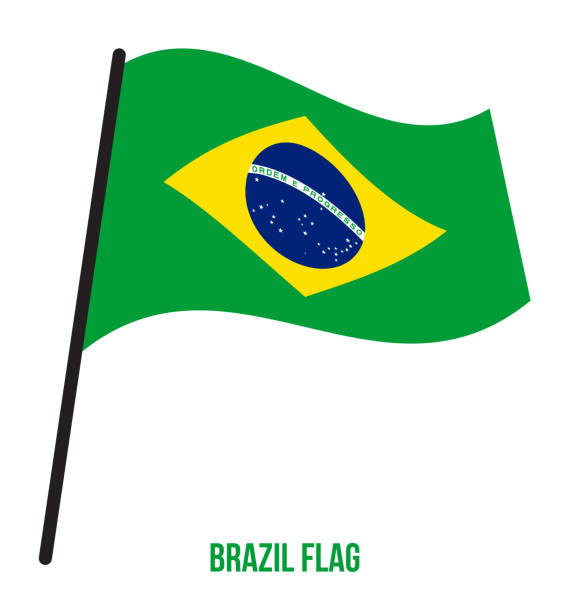 Brazil Flag Waving Vector Illustration on White Background. Brazil National Flag Brazil Flag Waving Vector Illustration on White Background. Brazil National Flag. latin american flags stock illustrations