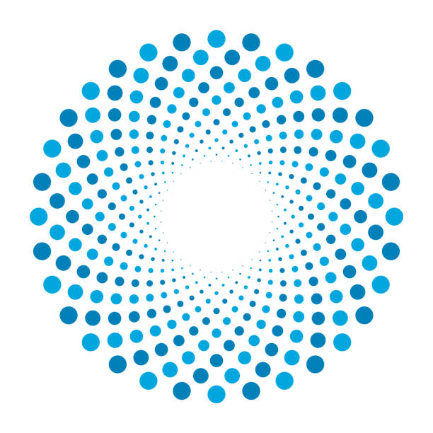 wektorowy wzór wirowania z kropkowanym okrągłym tłem - concentric stock illustrations