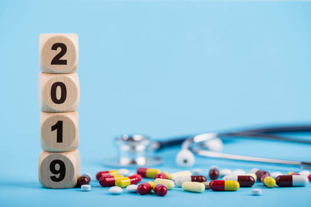 istock Medicine And Stethoscope With 2019 Wooden Blocks 1089245768