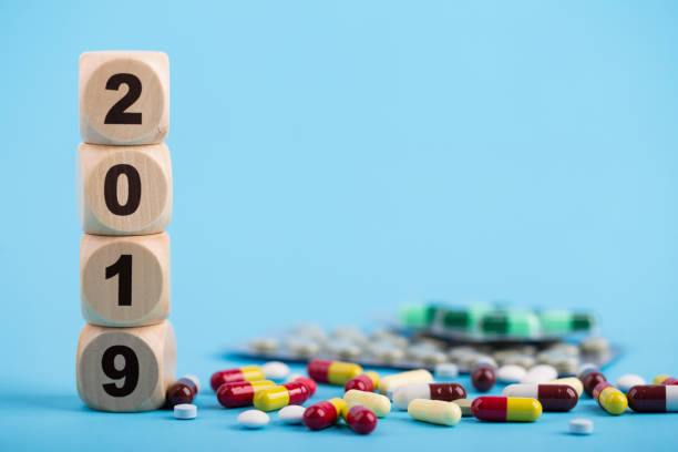 istock Medicine And Stethoscope With 2019 Wooden Blocks 1089245772