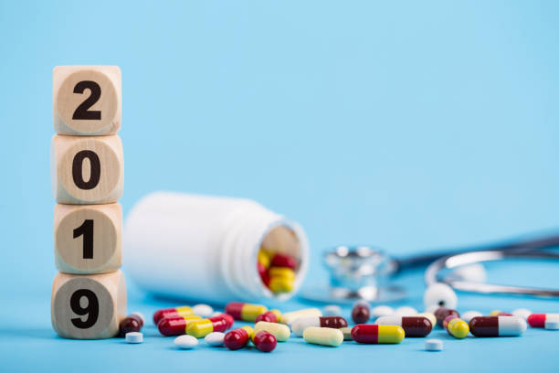 istock Medicine And Stethoscope With 2019 Wooden Blocks 1089245798