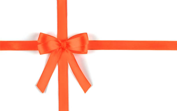 istock Shiny coral silk ribbon on white background. 1089249292