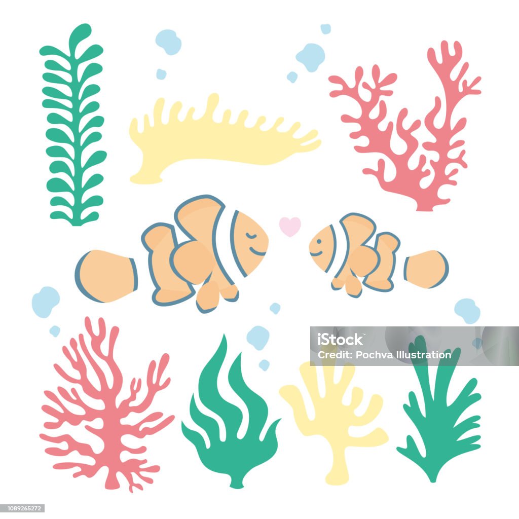 Clown Fish and Coral vector illustration vector illustration Coral - Cnidarian stock vector