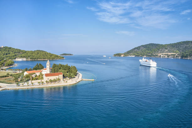Samos, Greece-June 16,2013:Two Nel Lines Greek Company Ferries moored in Samos Bay