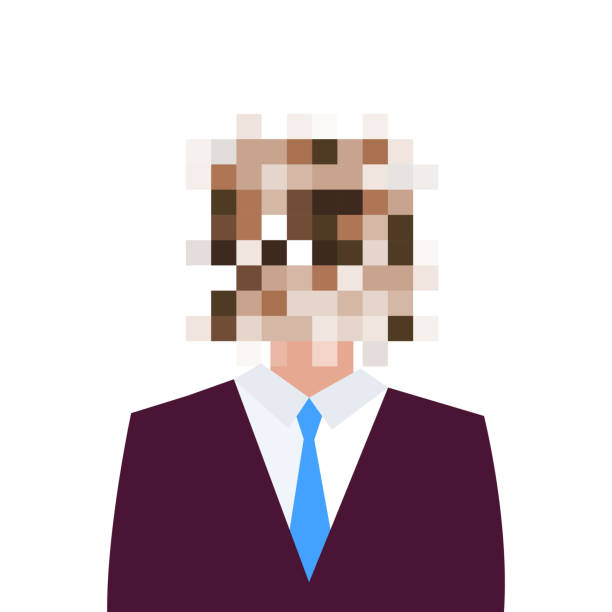 Censored concept. Censored concept. Man with censored sign on his lips. Vector illustration. pixelated face man stock illustrations