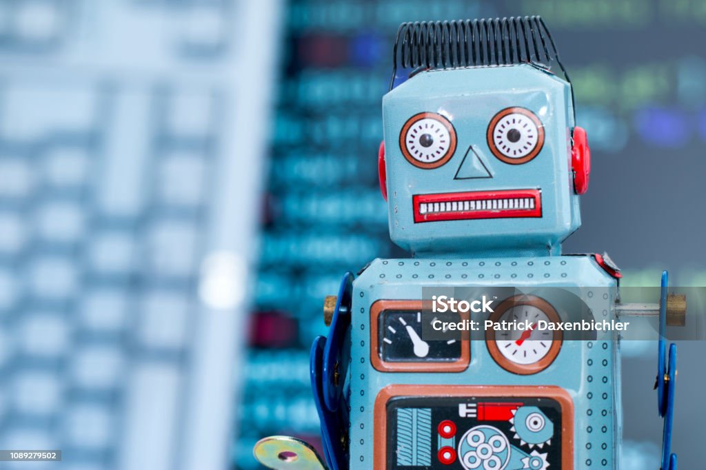 All Robot Code Robot Toy In Front Of Program Code Stock Photo - Download Image Now ...