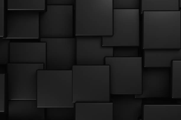 abstrakt 3d schwarze würfel hintergrund - würfel geometrische form stock-fotos und bilder