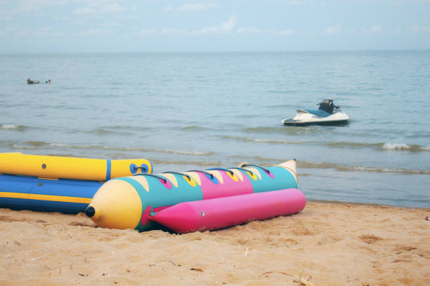 istock Banana boat on beach. 1089283930