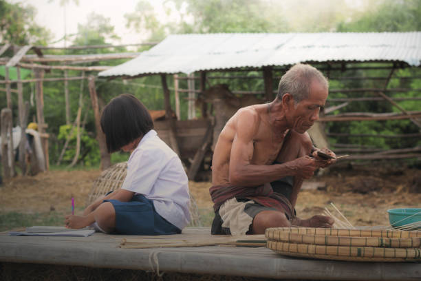 istock Old man and girl on litter. 1089284076