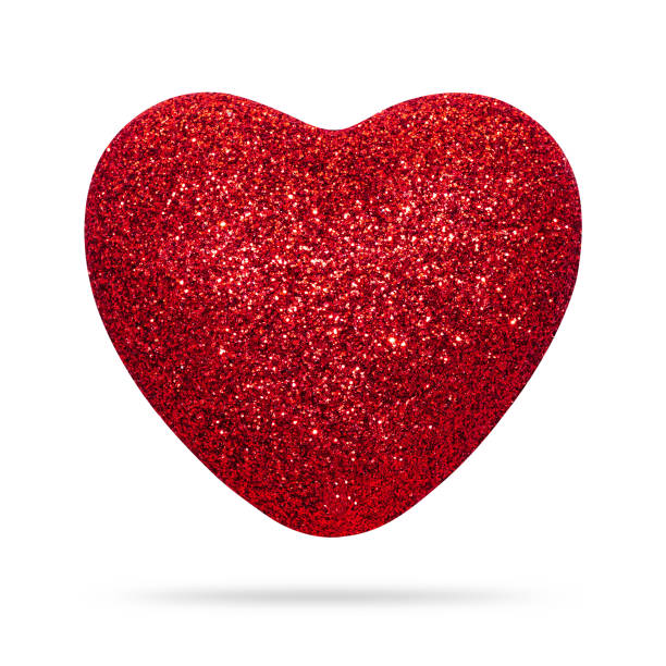 istock Red heart with glitter texture isolated on white background. Heart shape. ( Clipping path ) 1089289180