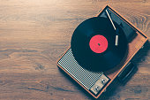 istock Vintage gramophone with a vynil record 1089294244