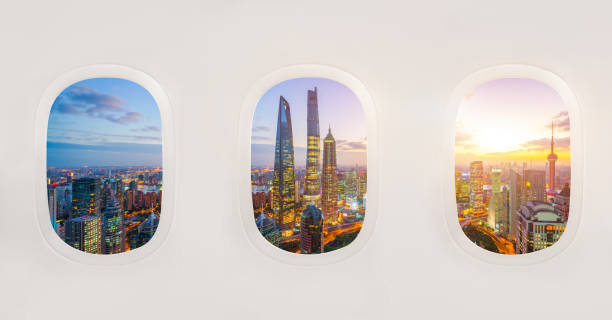 istock Shanghai skyline from the airplane 1089305070