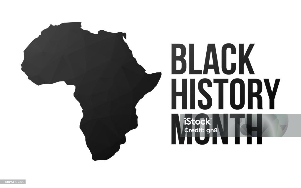 Black History Month poster Black History Month poster. African continent. Low poly style. Africa stock vector