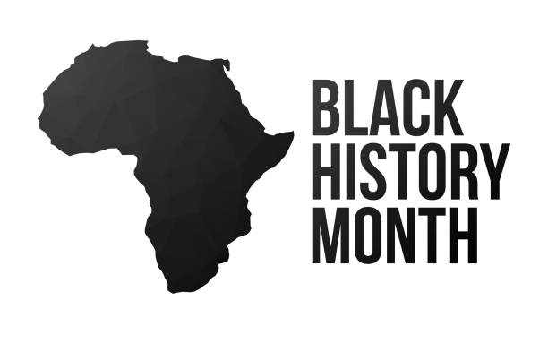 Black History Month poster Black History Month poster. African continent. Low poly style. african continent stock illustrations