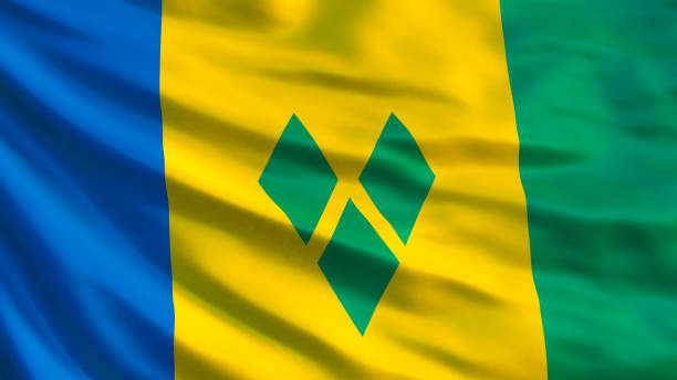 Saint Vincent and the Grenadines flag. Waving flag of Saint Vincent and the Grenadines 3d illustration. Kingstown Saint Vincent and the Grenadines flag. Waving flag of Saint Vincent and the Grenadines 3d illustration. Kingstown flag of saint vincent and the grenadines stock pictures, royalty-free photos & images