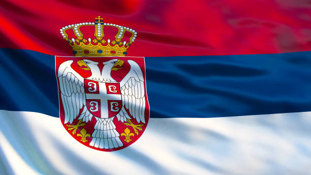bandeira da sérvia. bandeira da sérvia ilustração 3d. belgrado - serbian flag - fotografias e filmes do acervo