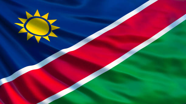 istock Namibia flag. Waving flag of Namibia 3d illustration. Windhoek 1089313420