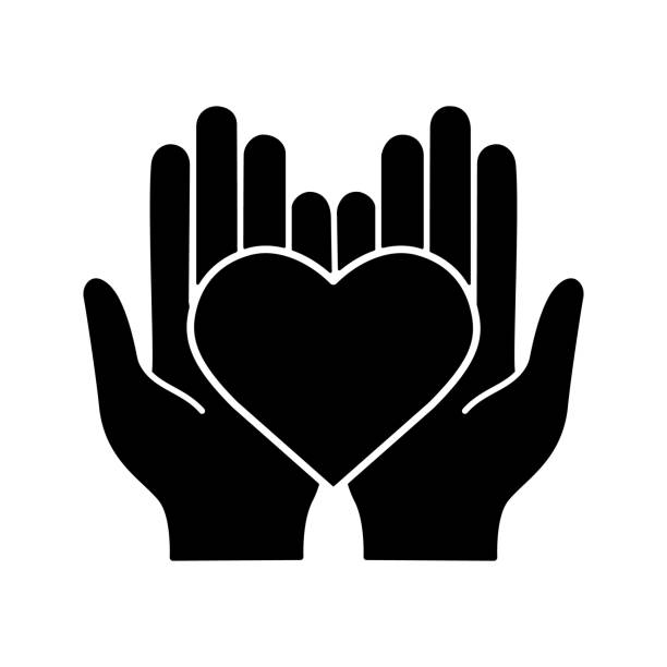 Charity icon Charity glyph icon. Vector silhouette. Life insurance. Medicine and healthcare. Hands holding heart hands cupped stock illustrations