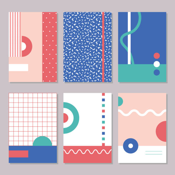 6 화려한 90 - postcard scrapbook design pattern stock illustrations