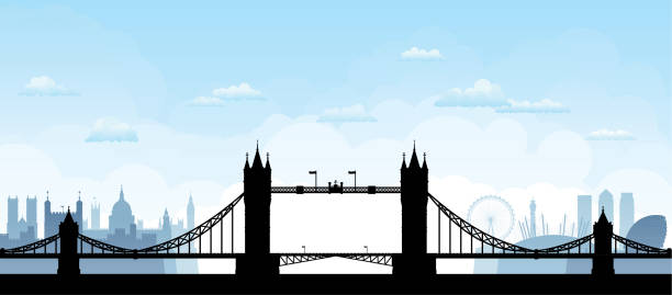 illustrazioni stock, clip art, cartoni animati e icone di tendenza di tower bridge, londra (tutti gli edifici sono spostabili e completi) - london bridge