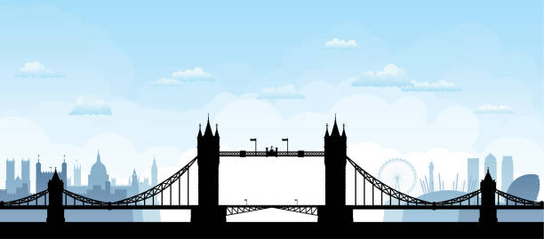 tower bridge, londra (taşınır ve eksiksiz tüm binalar) - tower bridge stock illustrations