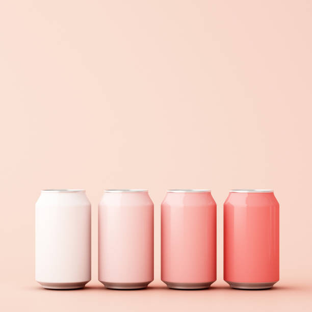 pastell aluminiumdosen, 3d illustration, 3d rendering - drinkware stock-fotos und bilder