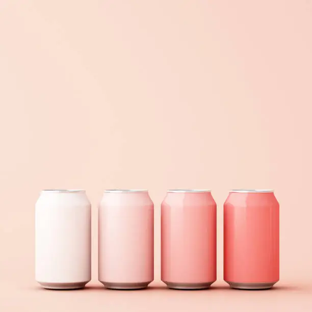 Photo of pastel aluminum cans ,3d illustration,3d rendering