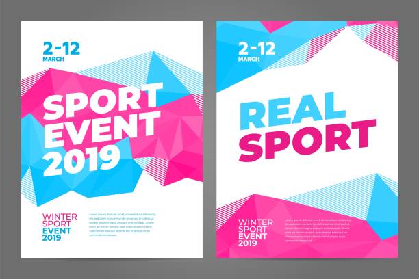 ilustrações, clipart, desenhos animados e ícones de projeto de modelo de cartaz de layout para evento de esporte de inverno 2019 - evento desportivo