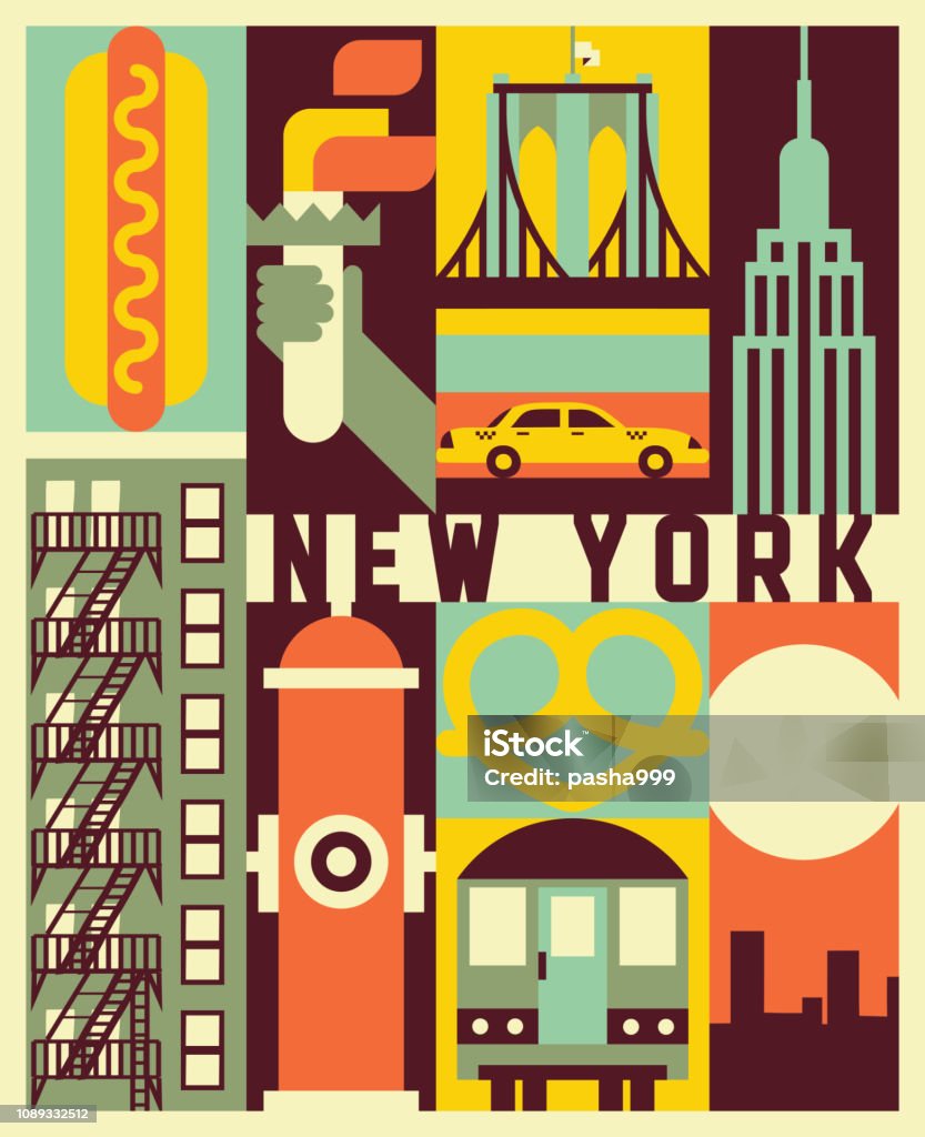 Fondo de vector Nueva York - arte vectorial de Ciudad de Nueva York libre de derechos