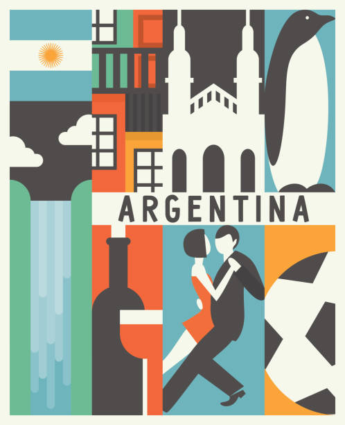 Vector Argentina background Vector Argentina background, icon set argentina stock illustrations