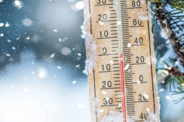 istock Thermometer on snow shows low temperatures in celsius or farenheit. 1089334426