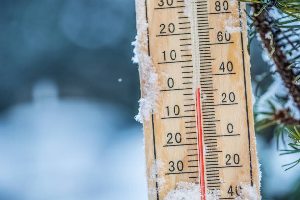 istock Thermometer on snow shows low temperatures in celsius or farenheit. 1089334432