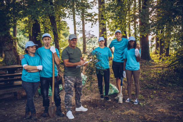 istock Group of volunteers in park 1089335168