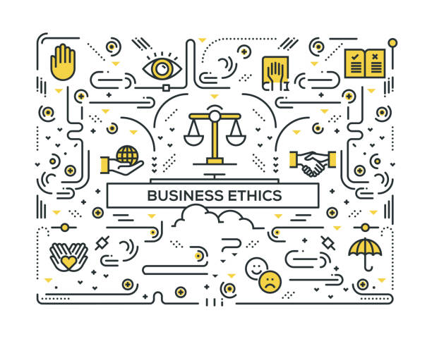 BUSINESS ETHICS RELATED LINE ICONS PATTERN DESIGN BUSINESS ETHICS RELATED LINE ICONS PATTERN DESIGN responsible business illustrations stock illustrations