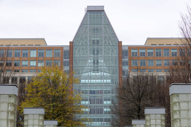 Patent And Trademark Office Headquarters A photo of the front of the patent and trademark office. trademark stock pictures, royalty-free photos & images