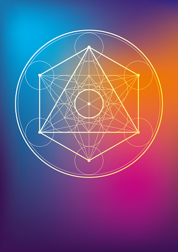 Vector Illustration of a beautiful poster, or folder or notebook cover with a Esoteric Geometric Symbols