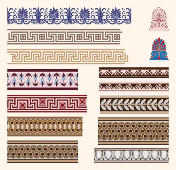 Vector illustration of Greek border ornaments