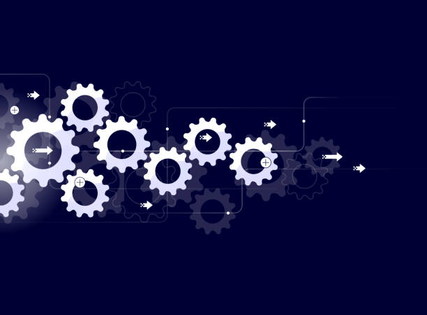 moving cogs cogs and gears concept background working backgrounds stock illustrations