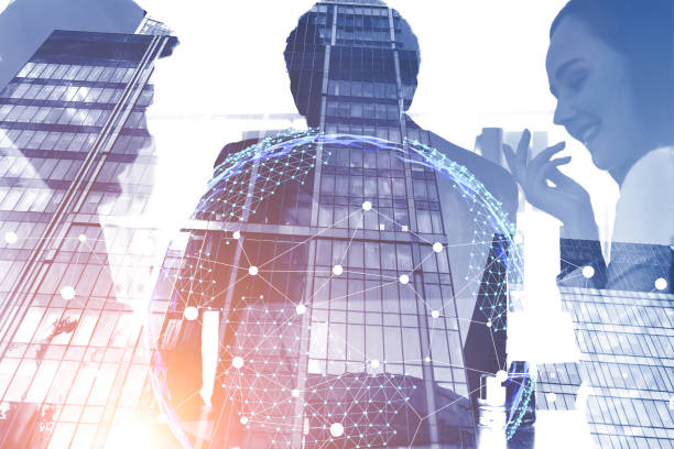 istock Business people talking, global world concept 1089344064