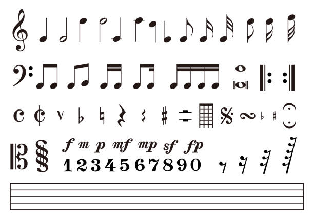 Notes score Music notation, Vector illustration musical note icon set musical note stock illustrations