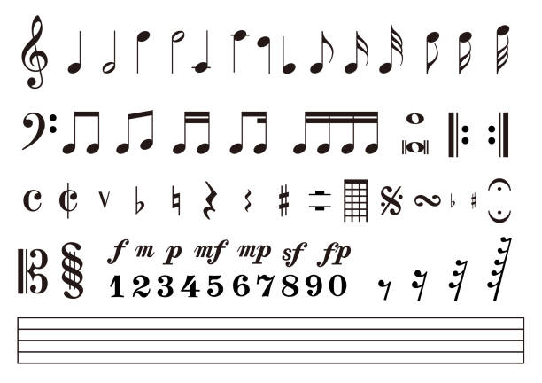 Notes score Music notation, Vector illustration musical note icon set musical symbol stock illustrations