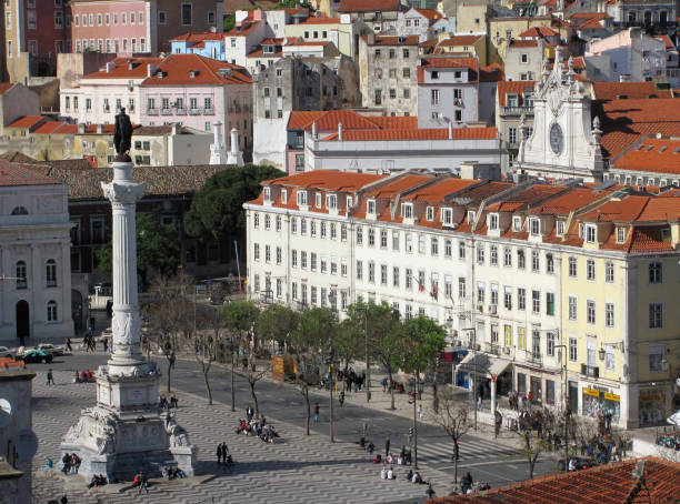 istock Panoramic view over Rossio Square from elevador Santa de Justa cityscape 1089347130