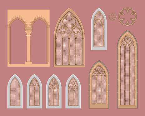 Medieval windows with a different decoration.