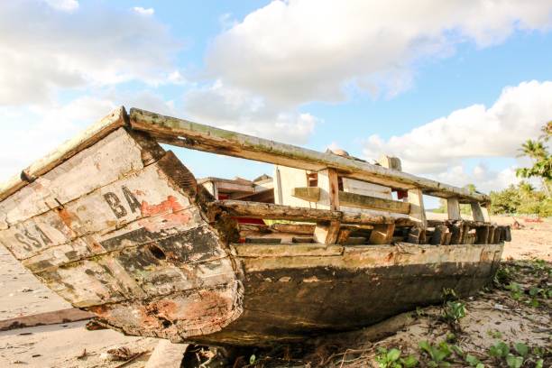 istock Old boat on a beach in Bahia 1089357056