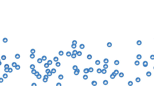 ような白い背景に分離された facebook ライブ映像上の青いアイコンを親指します。ソーシャル メディアのネットワーク マーケティング。アプリケーションの広告。3 d の抽象的なイラスト - community social networking message blue ストックフォトと画像