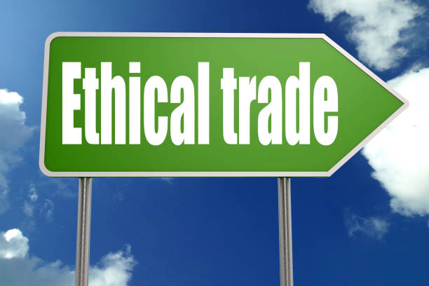 istock Ethical trade word on green road sign 1089357650