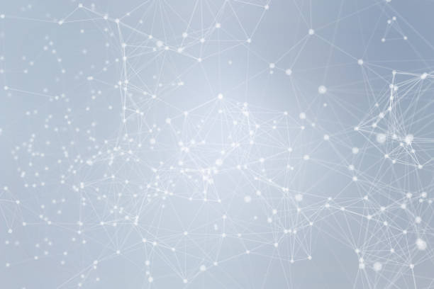 istock White digital data and network connection triangle lines and spheres in futuristic technology concept on blue background, 3d abstract illustration 1089357658