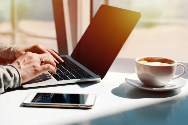 istock Businessman working laptop for new architectural project. Generic design notebook on the table. Young businessman working with laptop at office. Unrecognizable man using a modern portable computer 1089360676