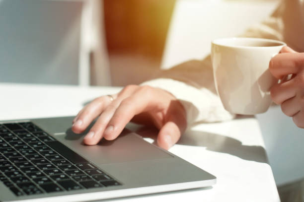 istock Businessman working laptop for new architectural project. Generic design notebook on the table. Young businessman working with laptop at office. Unrecognizable man using a modern portable computer 1089360772